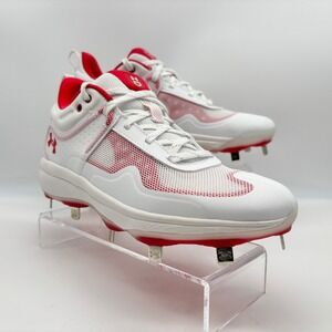 Under Armour Women's Glyde RM Metal‎ Baseball Softball Cleats White Red 7.5